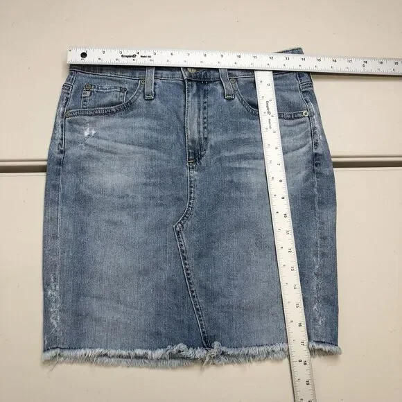 AG Adriano Goldschmied The Erin Distressed Denim Pencil Skirt Size 26R - Picture 4 of 10